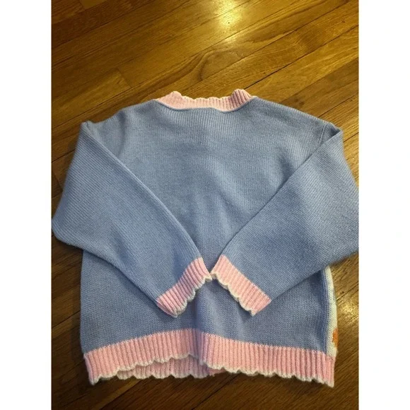 Vintage Girls Avon Style Patchwork Easter Cardigan Bunny Duck Eggs Sz 4/5 Pastel - Picture 13 of 13